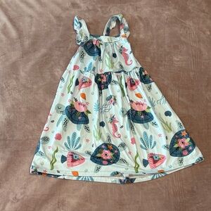 Mila & Rose Floral Sea Turtle Kids Cross back Dress